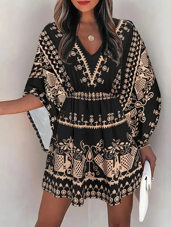 Boho Print Mini Dress for Women