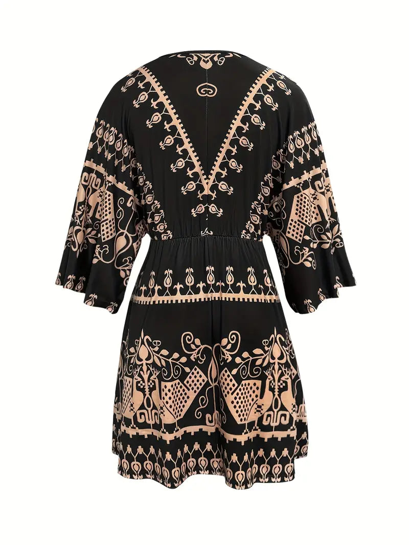 Boho Print Mini Dress for Women