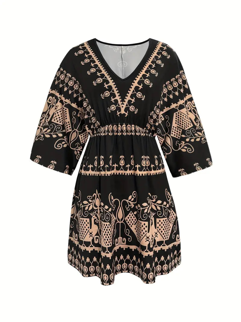 Boho Print Mini Dress for Women